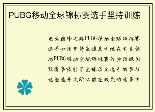 PUBG移动全球锦标赛选手坚持训练